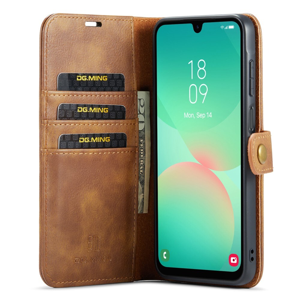 Samsung Galaxy A26 Pungetui med aftageligt cover, Cognac