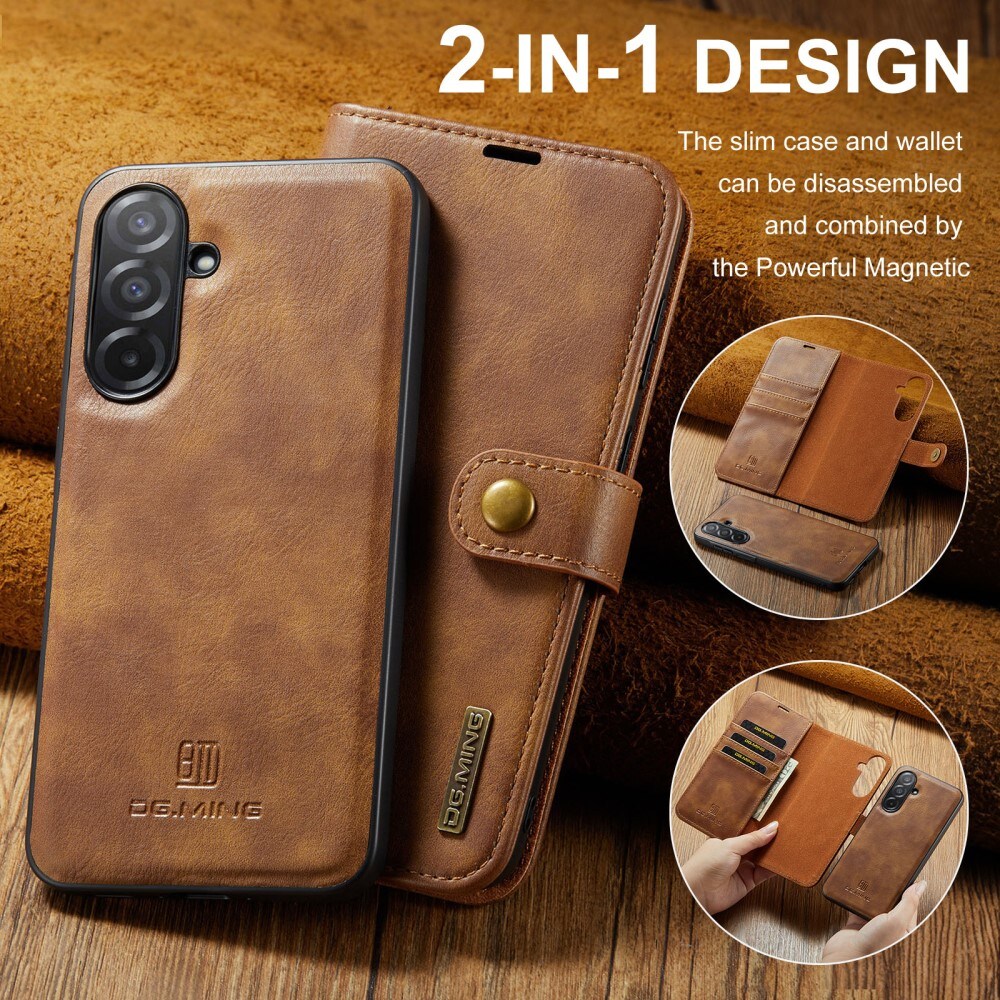 Samsung Galaxy A26 Pungetui med aftageligt cover, Cognac