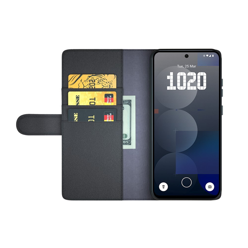 Nothing Phone 3a Pro Slankt mobiletui i ægte læder, Sort