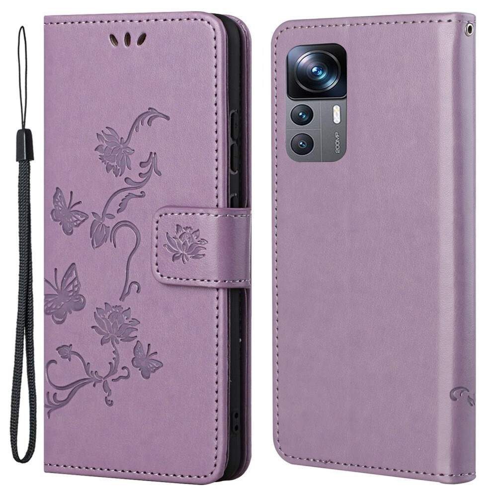Xiaomi 12T/12T Pro Mobiletui med sommerfugle, Lilla