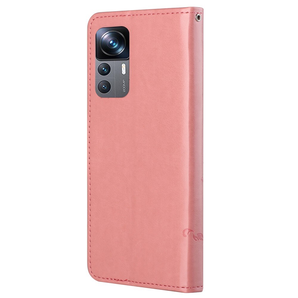 Xiaomi 12T/12T Pro Mobiletui med sommerfugle, Lyserød