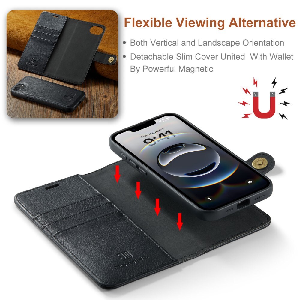 iPhone 16e Pungetui med aftageligt cover, Black