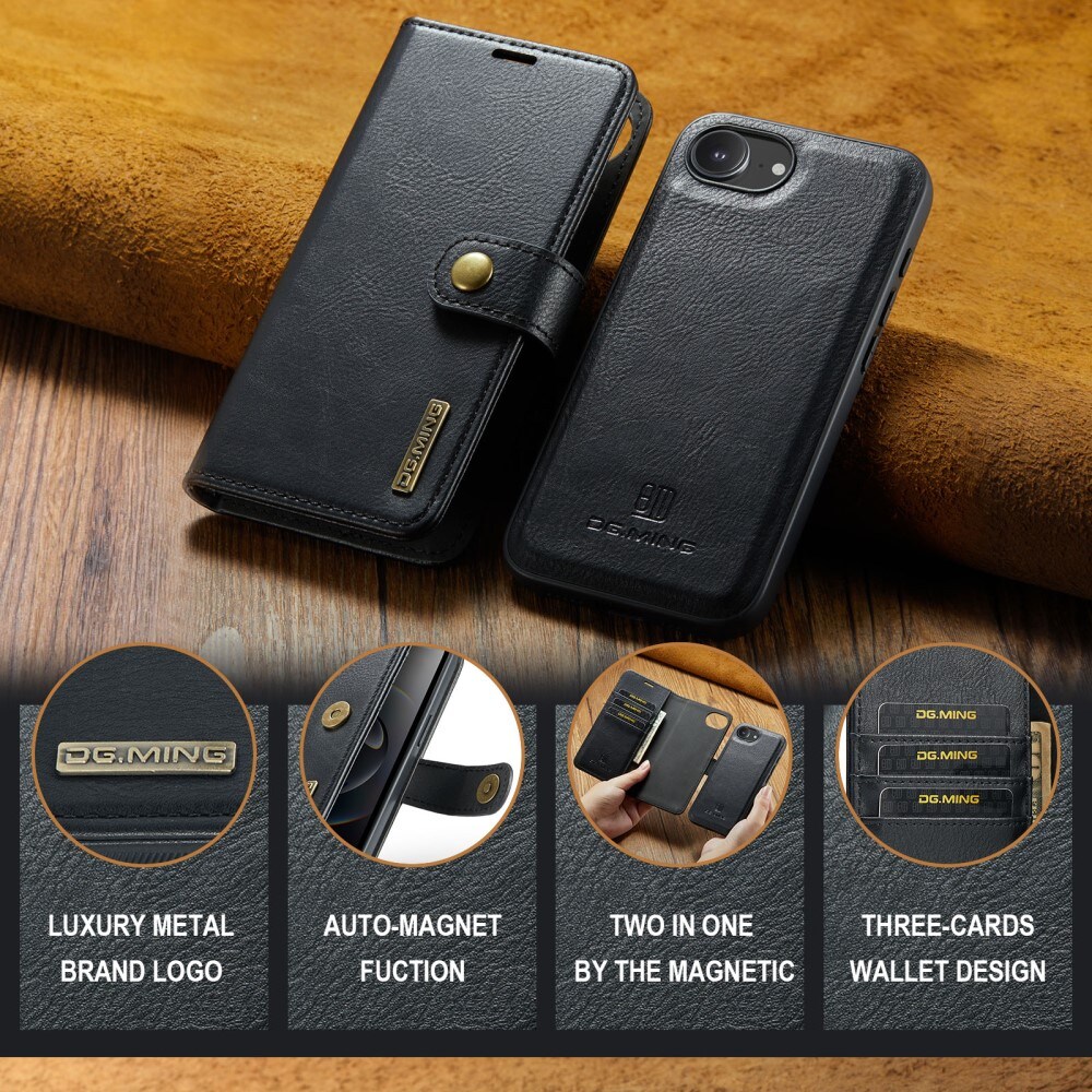 iPhone 16e Pungetui med aftageligt cover, Black