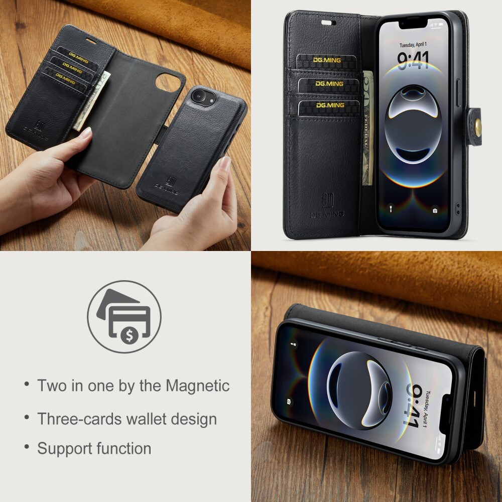 iPhone 16e Pungetui med aftageligt cover, Black
