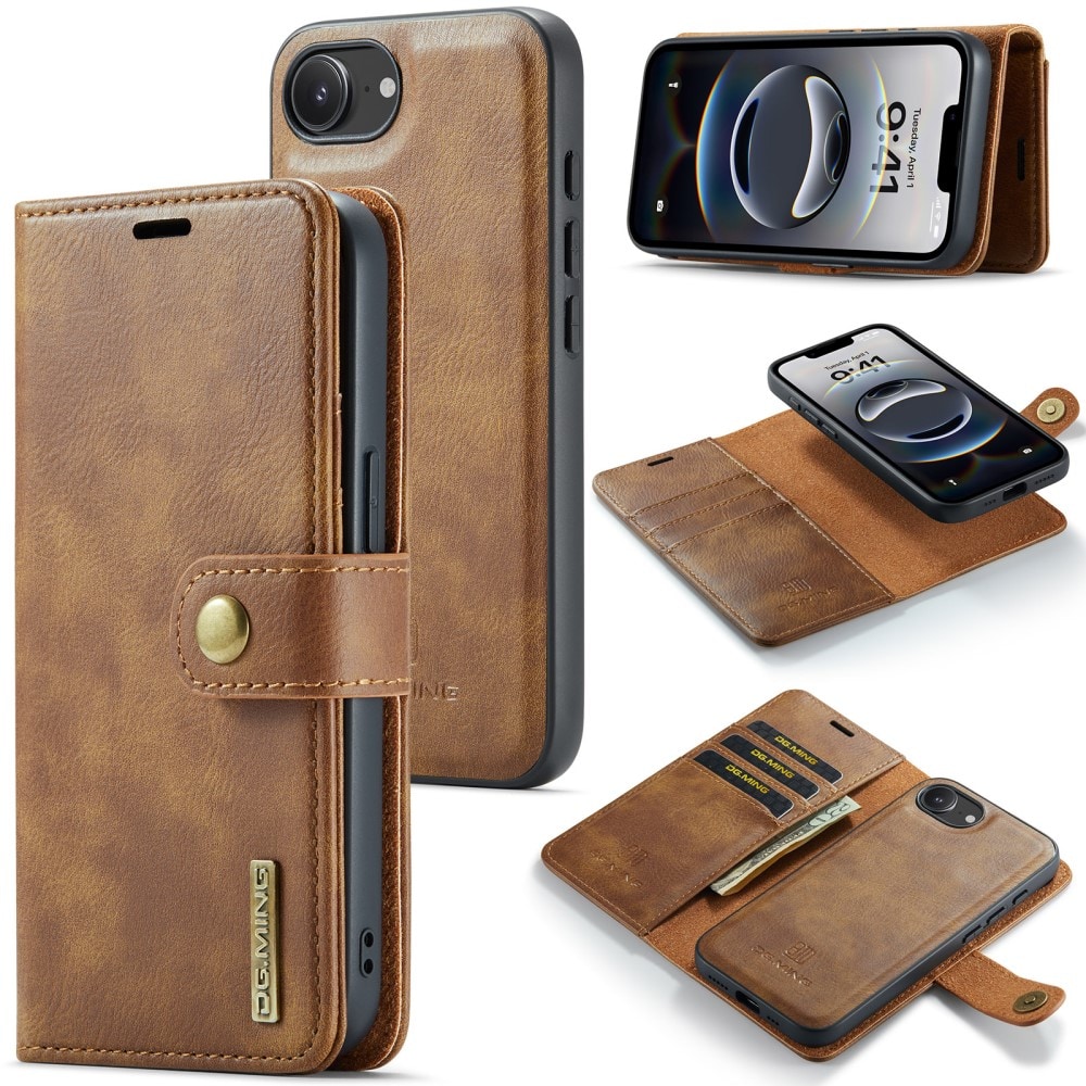 iPhone 16e Pungetui med aftageligt cover, Cognac