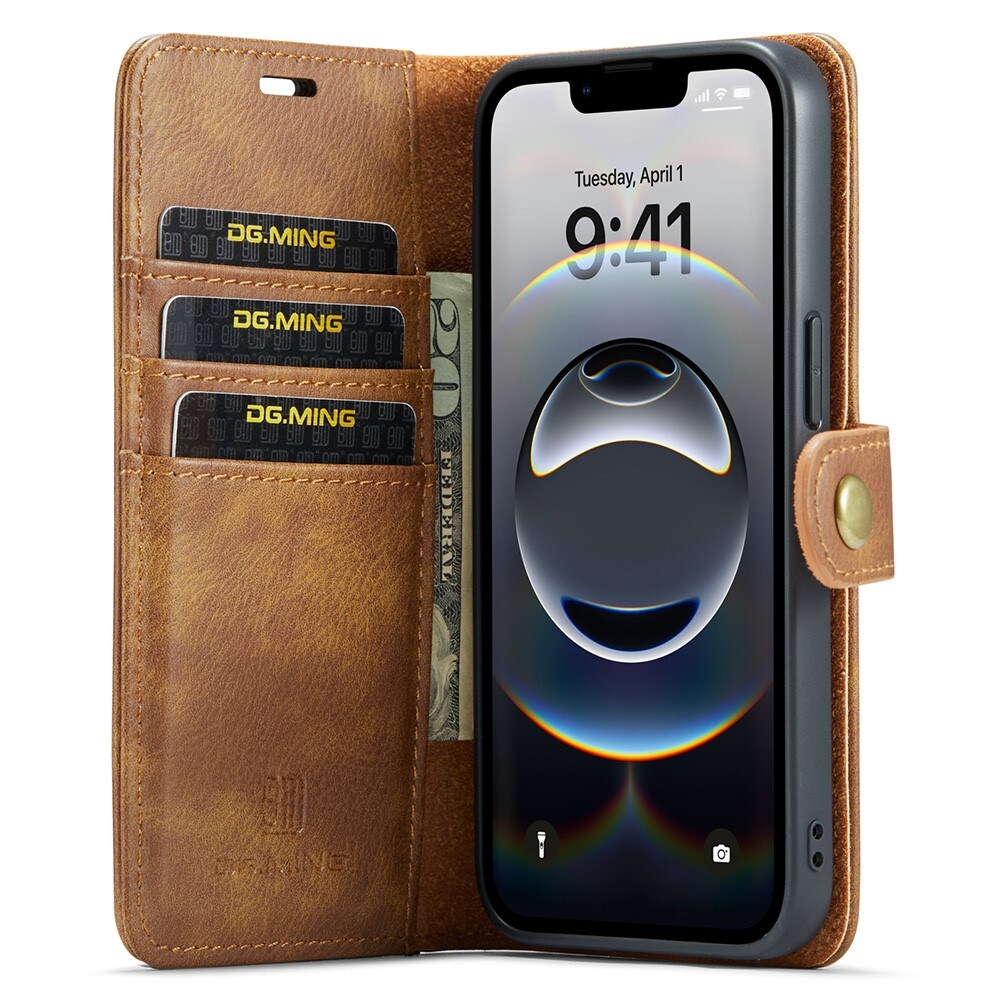 iPhone 16e Pungetui med aftageligt cover, Cognac
