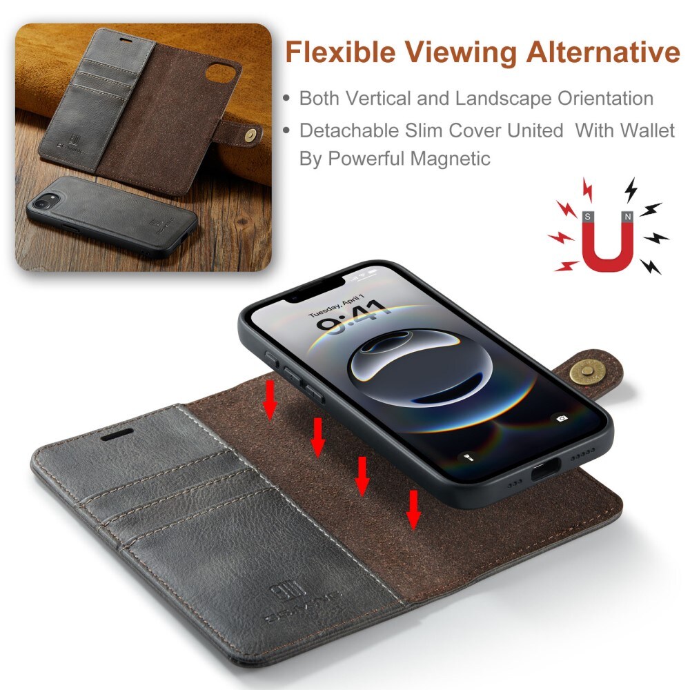 iPhone 16e Pungetui med aftageligt cover, Brown