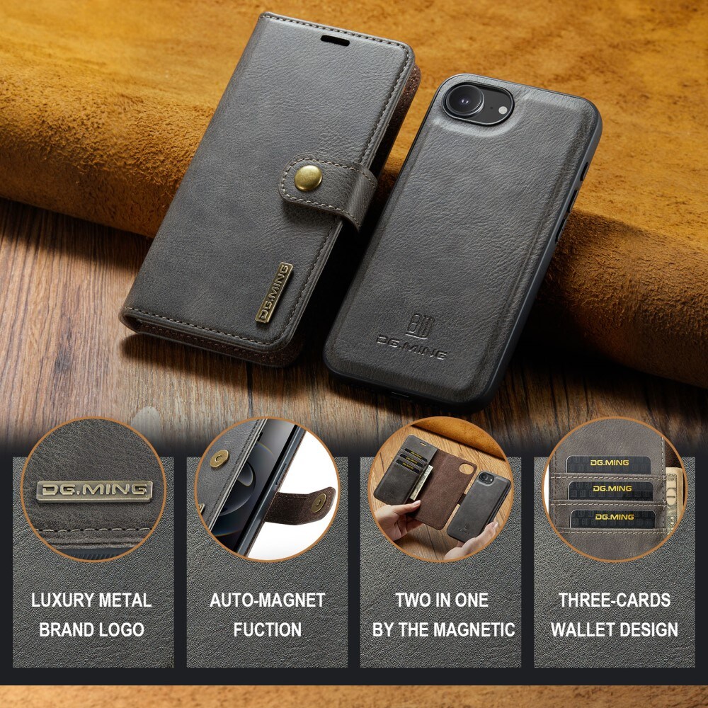 iPhone 16e Pungetui med aftageligt cover, Brown