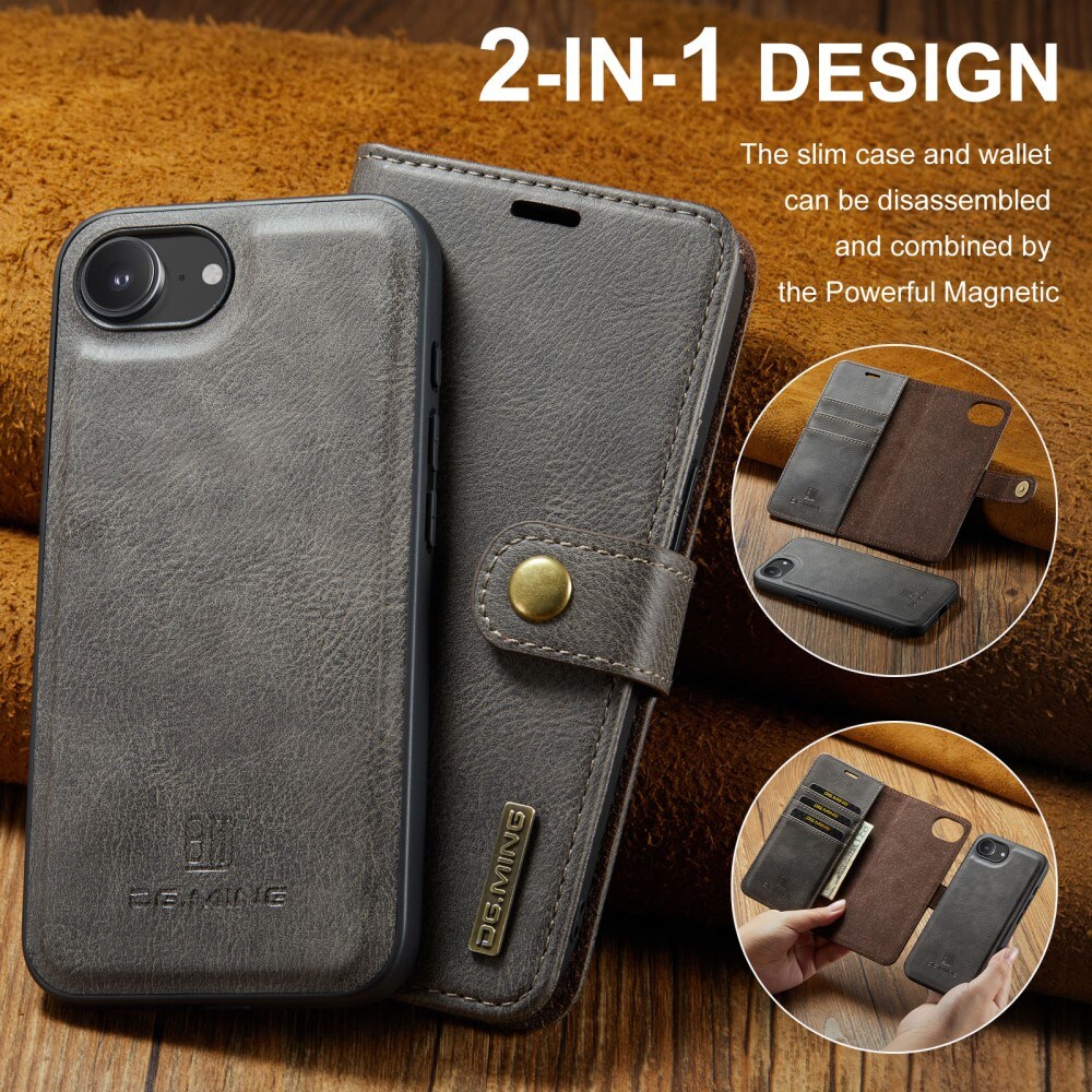 iPhone 16e Pungetui med aftageligt cover, Brown