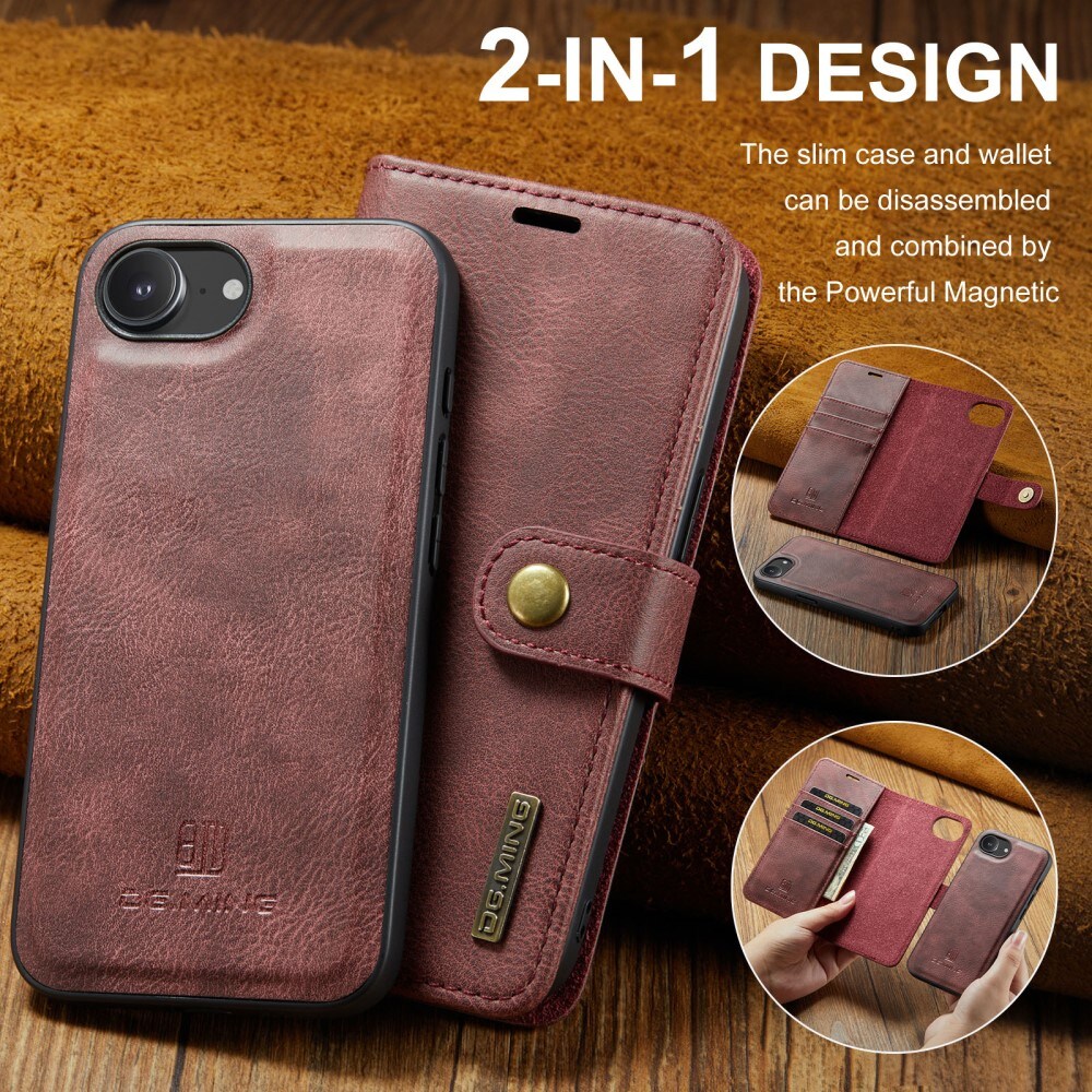 iPhone 16e Pungetui med aftageligt cover, Red