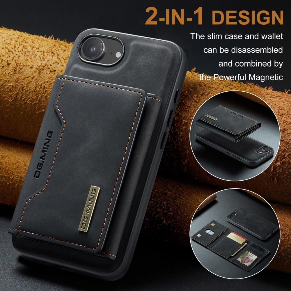 iPhone 16e Cover med aftagelig pung, Sort