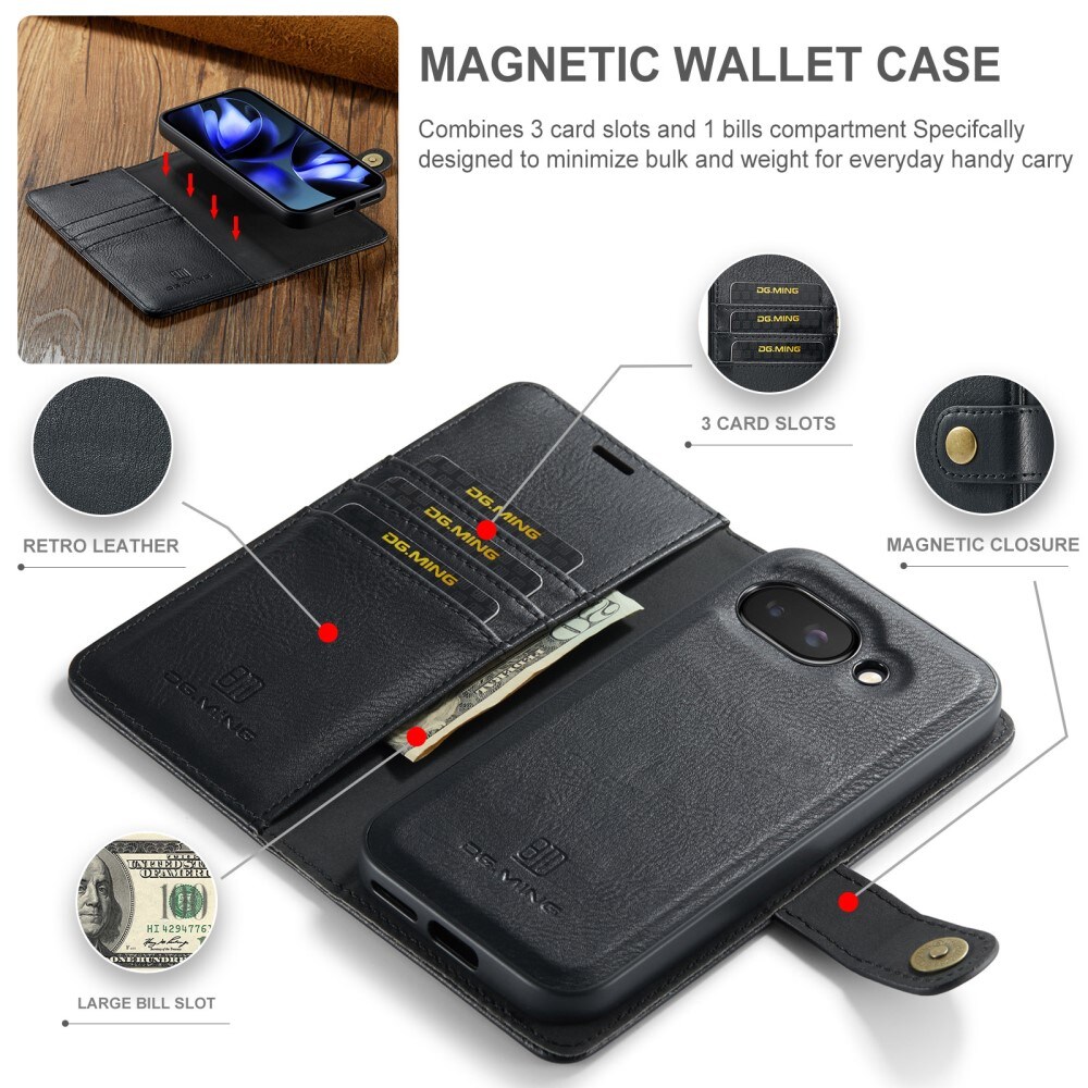 Google Pixel 9a Pungetui med aftageligt cover, Black