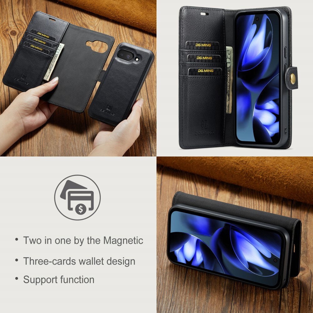 Google Pixel 9a Pungetui med aftageligt cover, Black