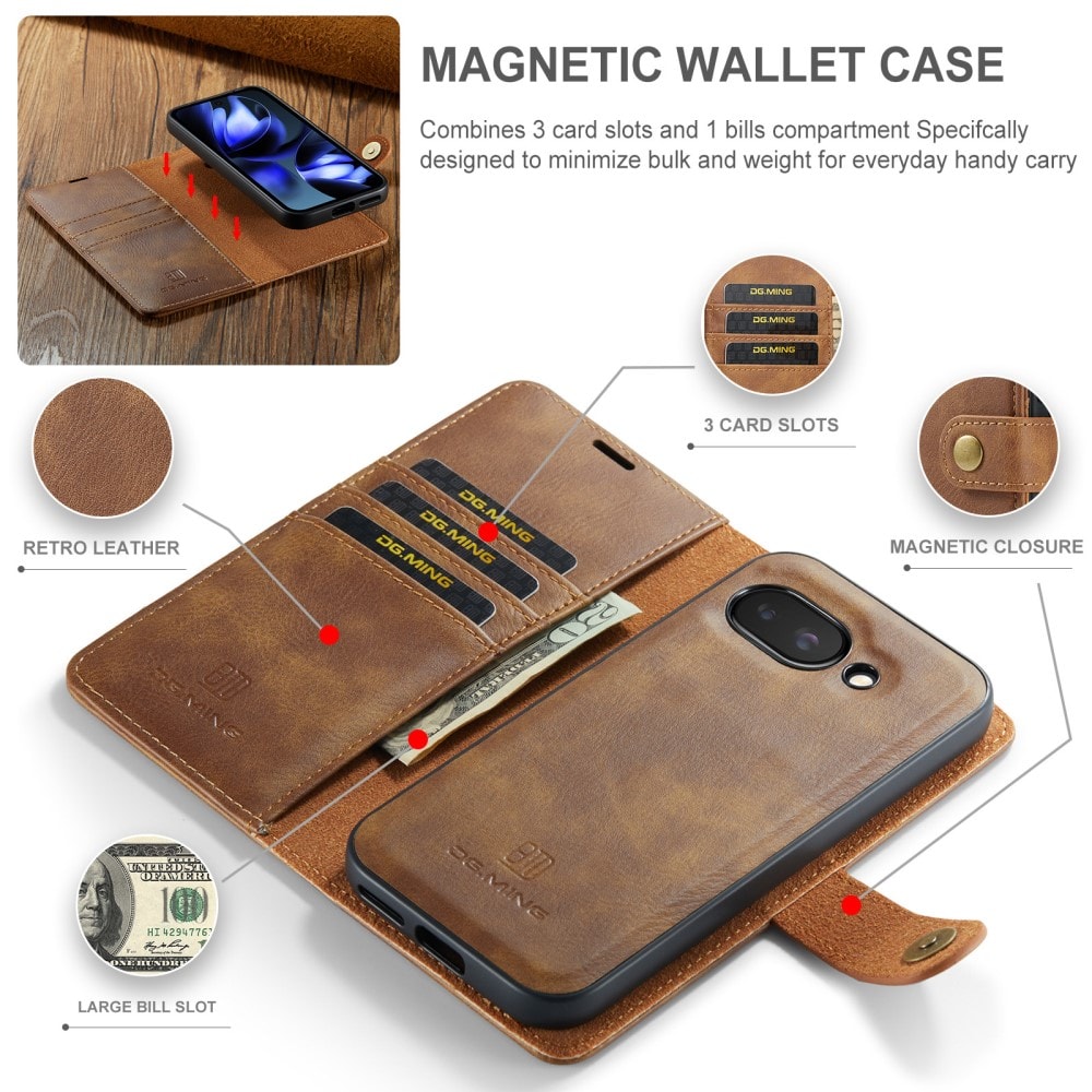 Google Pixel 9a Pungetui med aftageligt cover, Cognac