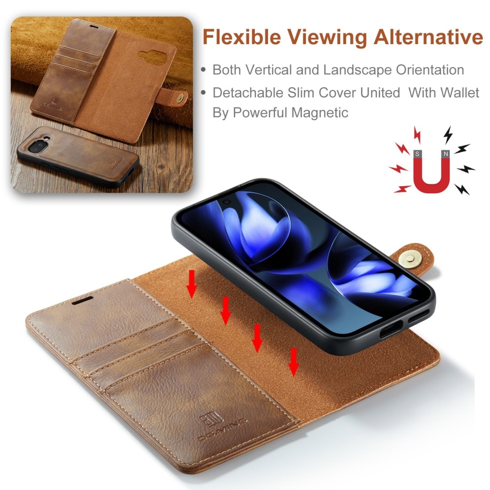 Google Pixel 9a Pungetui med aftageligt cover, Cognac