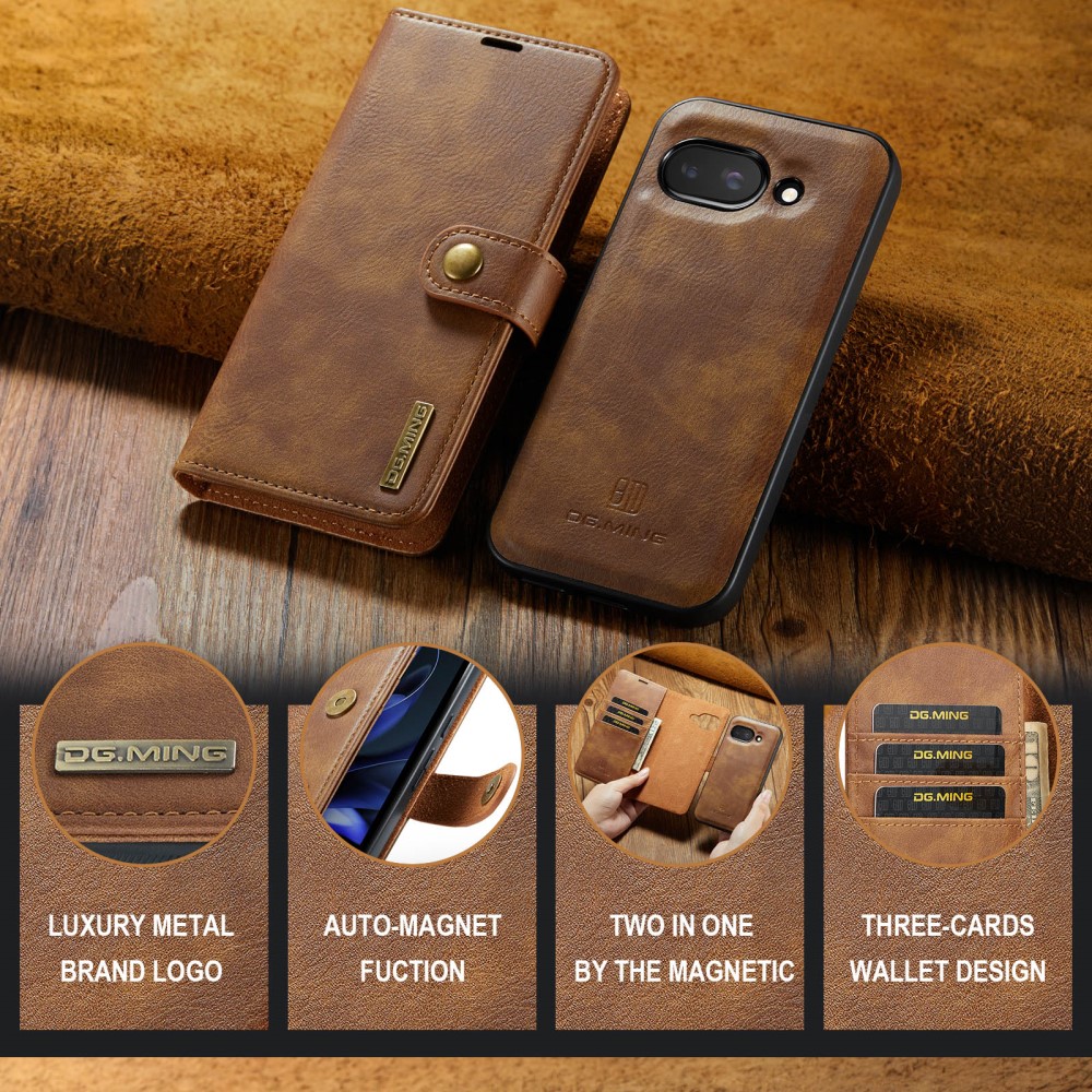 Google Pixel 9a Pungetui med aftageligt cover, Cognac