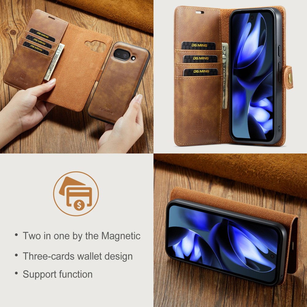 Google Pixel 9a Pungetui med aftageligt cover, Cognac