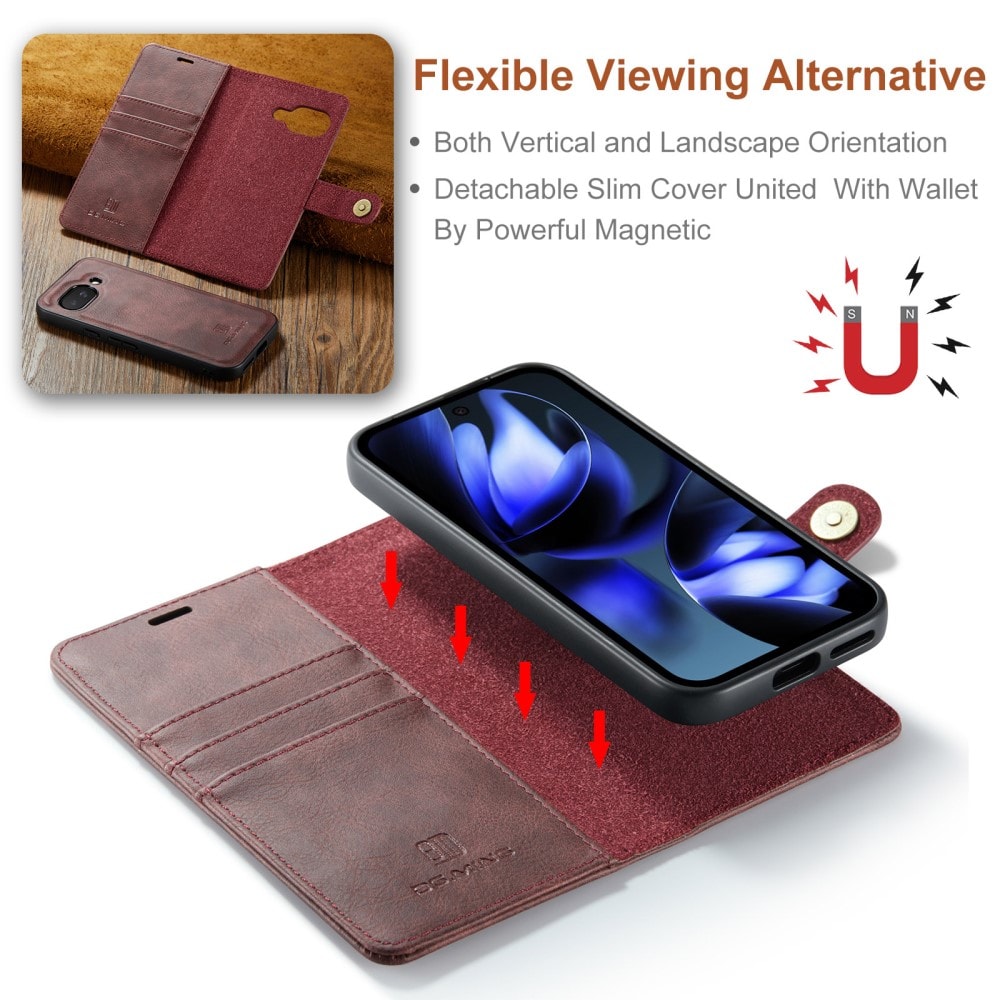 Google Pixel 9a Pungetui med aftageligt cover, Red