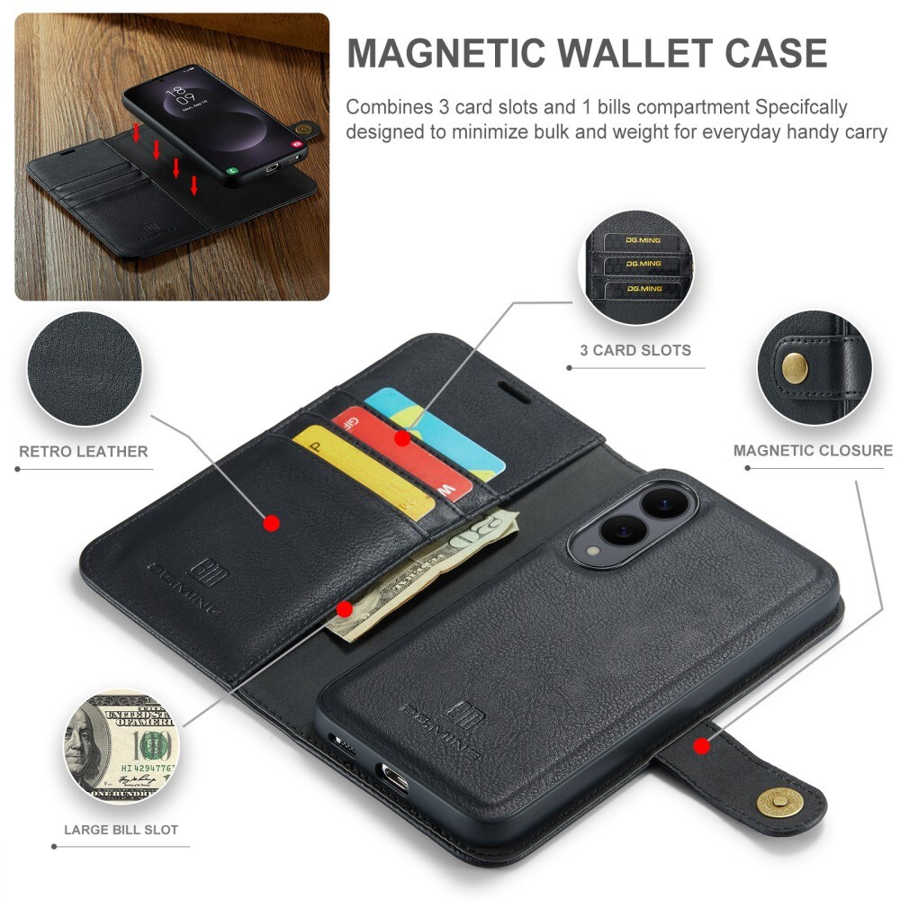 Samsung Galaxy S25 Edge Pungetui med aftageligt cover, Black