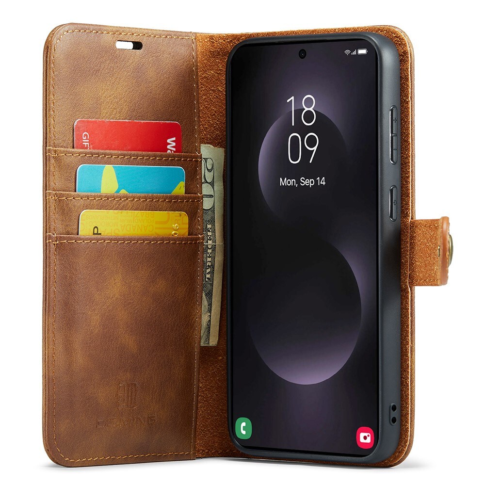 Samsung Galaxy S25 Edge Pungetui med aftageligt cover, Cognac