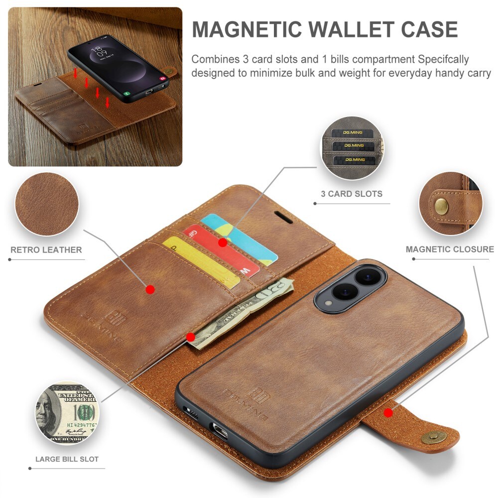 Samsung Galaxy S25 Edge Pungetui med aftageligt cover, Cognac