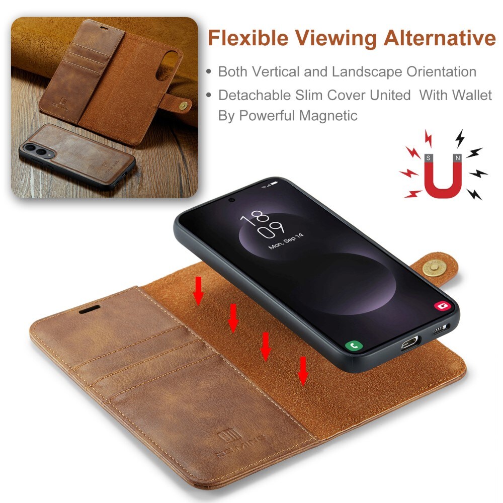 Samsung Galaxy S25 Edge Pungetui med aftageligt cover, Cognac