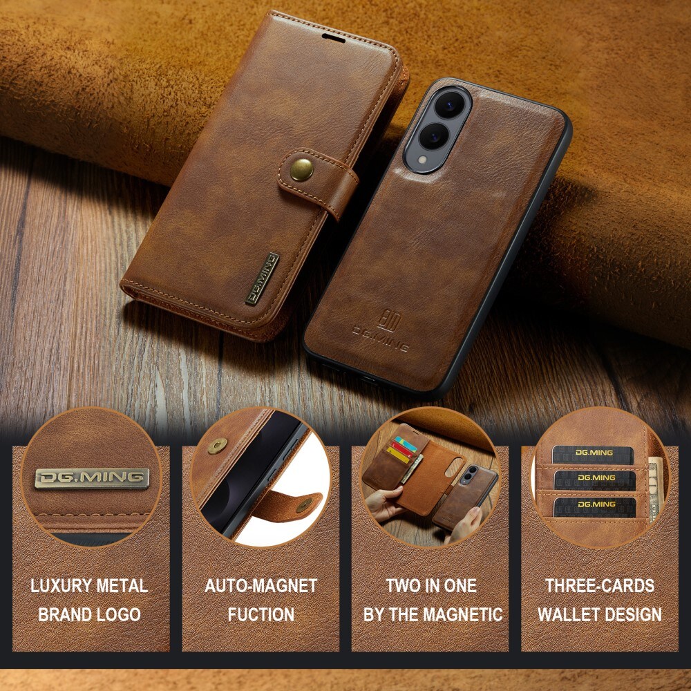 Samsung Galaxy S25 Edge Pungetui med aftageligt cover, Cognac