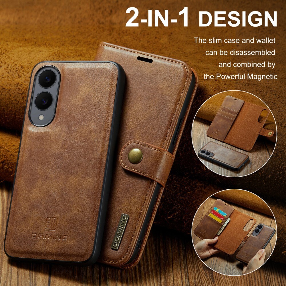 Samsung Galaxy S25 Edge Pungetui med aftageligt cover, Cognac