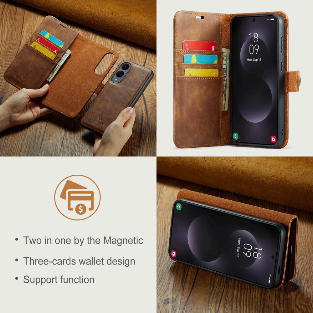 Samsung Galaxy S25 Edge Pungetui med aftageligt cover, Cognac