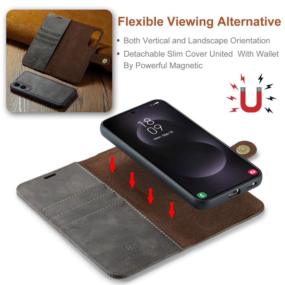 Samsung Galaxy S25 Edge Pungetui med aftageligt cover, Brown