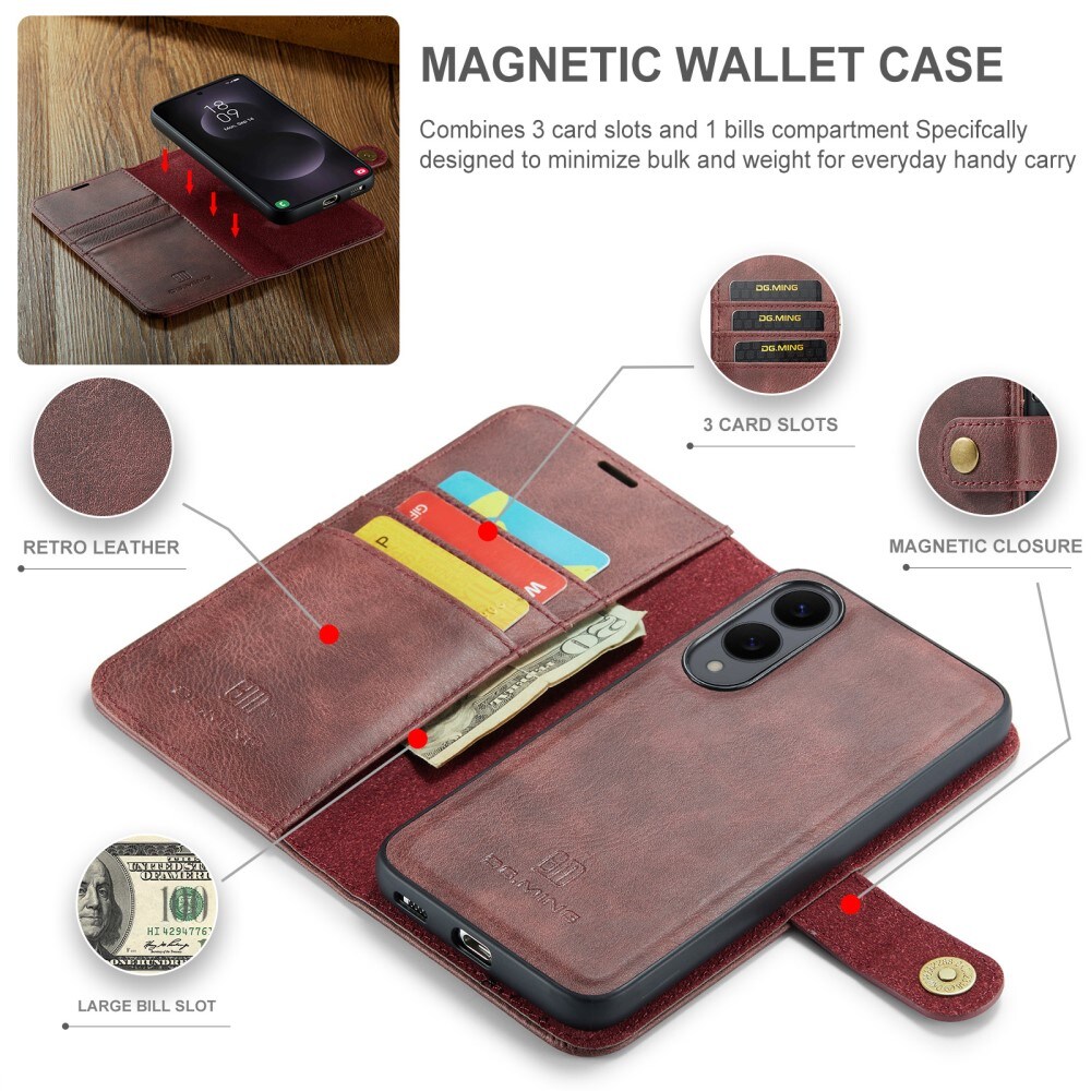 Samsung Galaxy S25 Edge Pungetui med aftageligt cover, Red