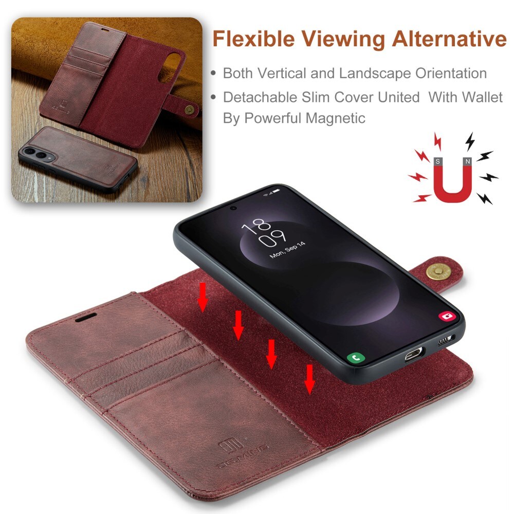 Samsung Galaxy S25 Edge Pungetui med aftageligt cover, Red