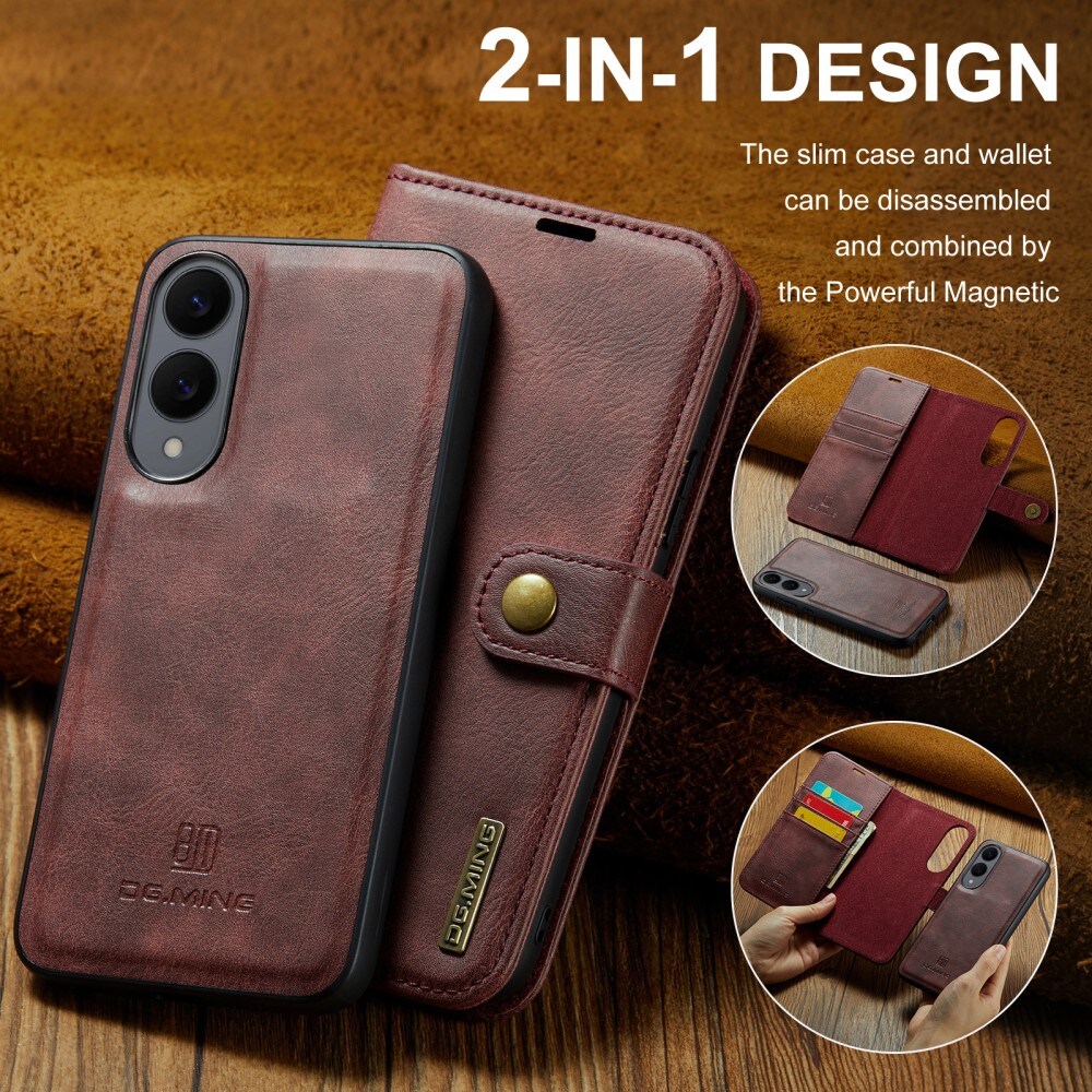 Samsung Galaxy S25 Edge Pungetui med aftageligt cover, Red