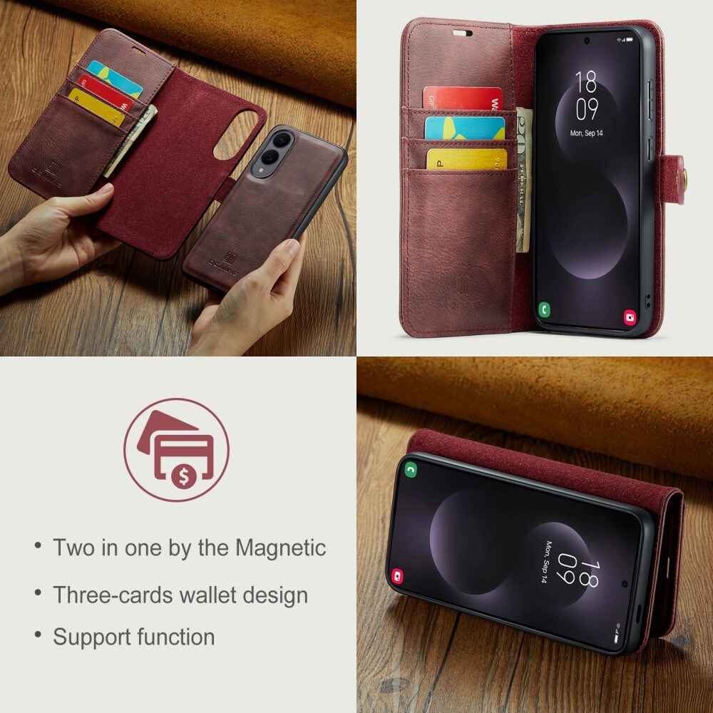 Samsung Galaxy S25 Edge Pungetui med aftageligt cover, Red