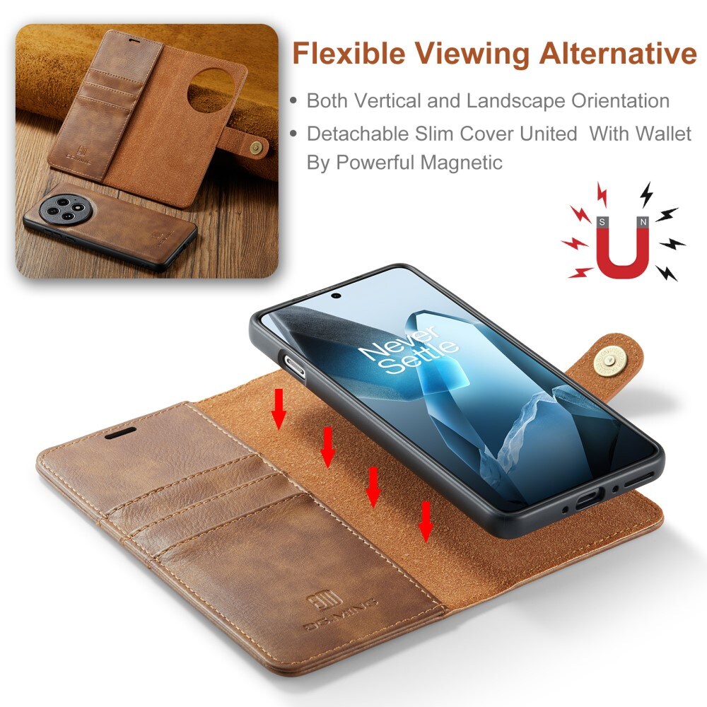  OnePlus 13 Pungetui med aftageligt cover, Cognac