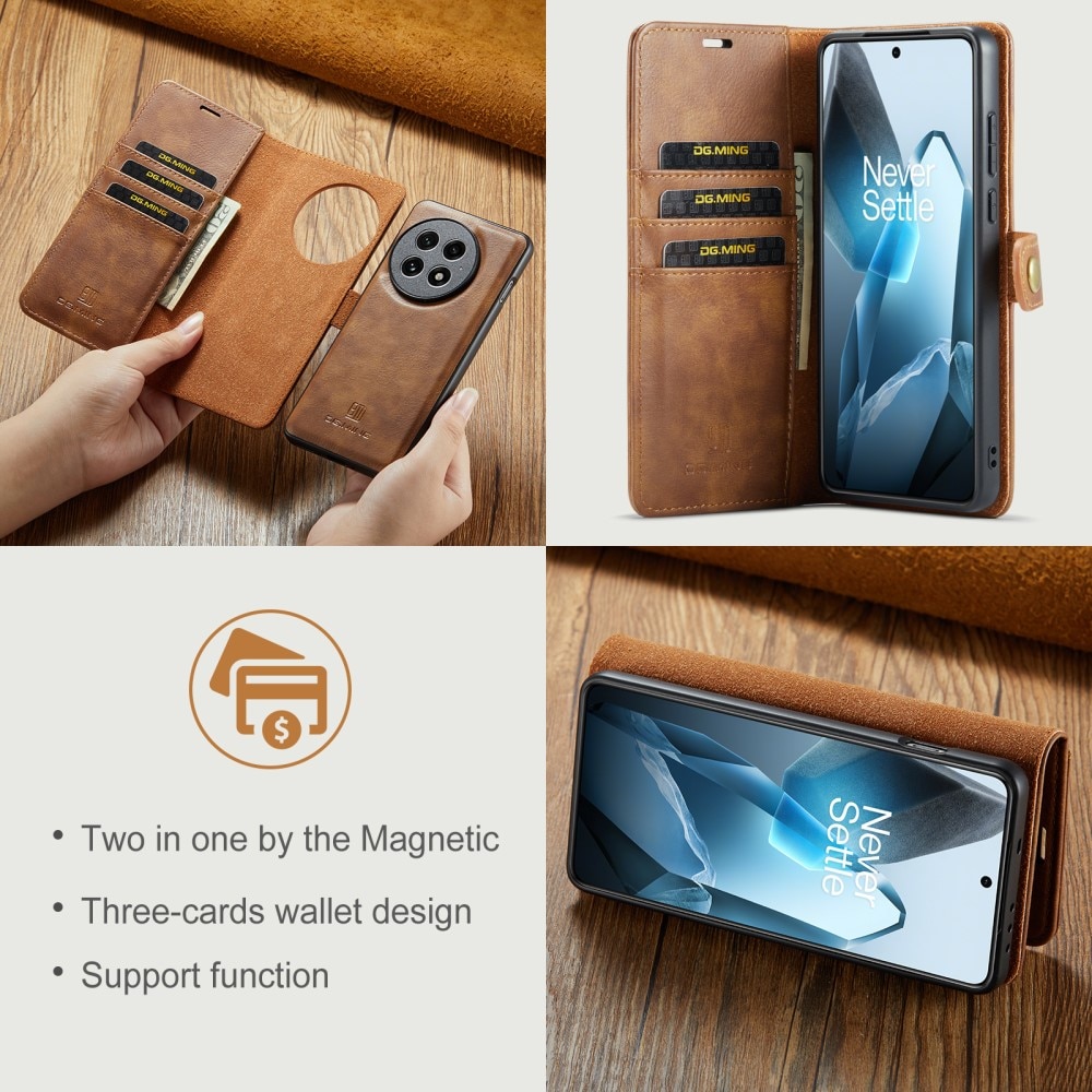  OnePlus 13 Pungetui med aftageligt cover, Cognac