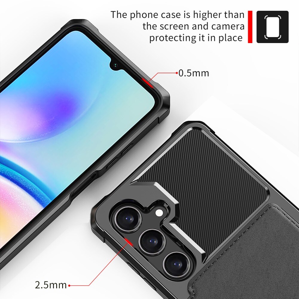 Samsung Galaxy A16 Stødsikkert mobilcover med pung, Sort