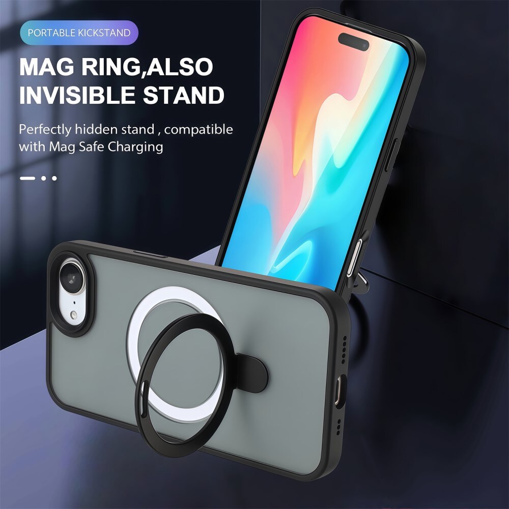 iPhone 16e MagSafe hybridcover med stativfunktion, Sort