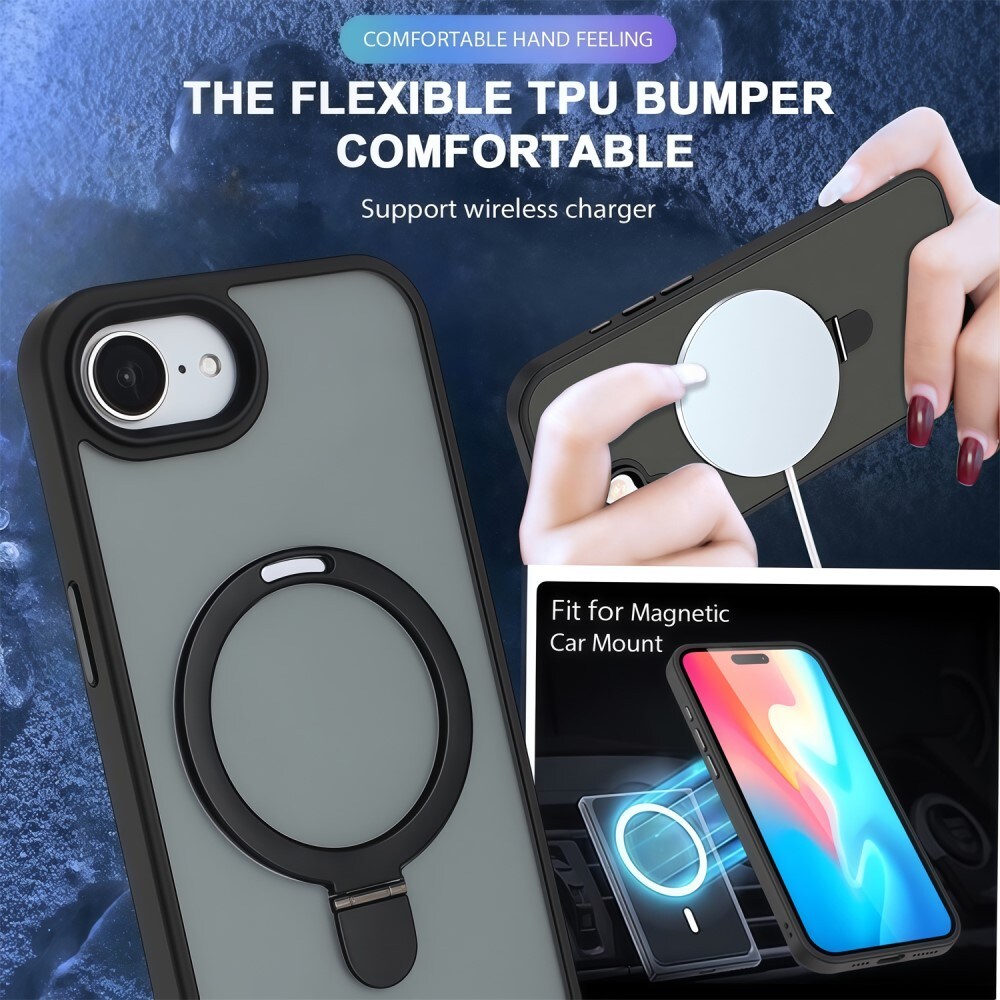 iPhone 16e MagSafe hybridcover med stativfunktion, Sort