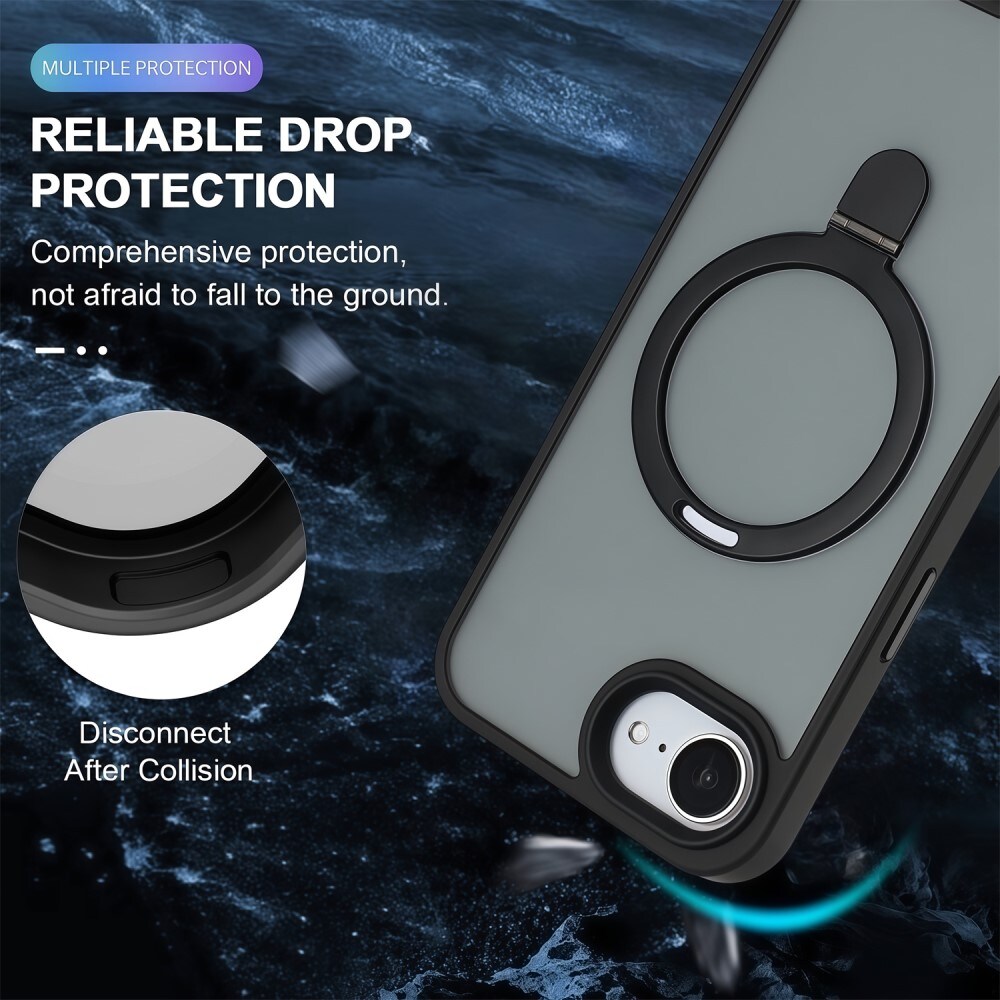 iPhone 16e MagSafe hybridcover med stativfunktion, Sort