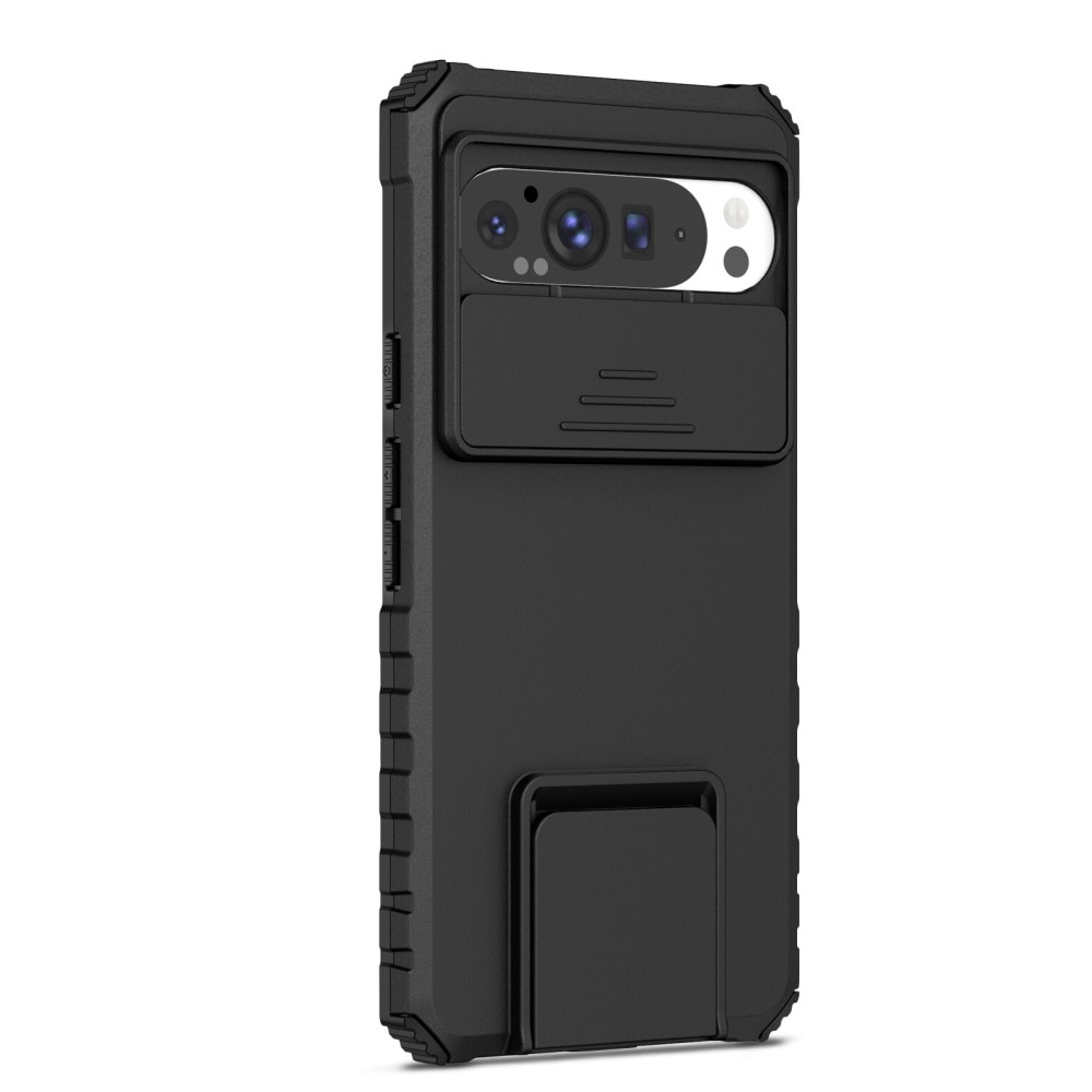 Google Pixel 9 Pro XL Cover med Kickstand & Kamerabeskyttelse, Sort
