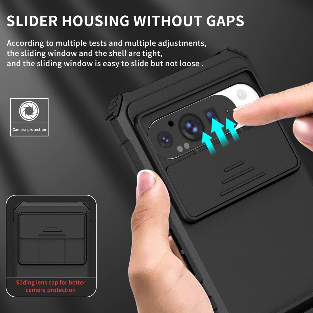 Google Pixel 9 Pro XL Cover med Kickstand & Kamerabeskyttelse, Sort