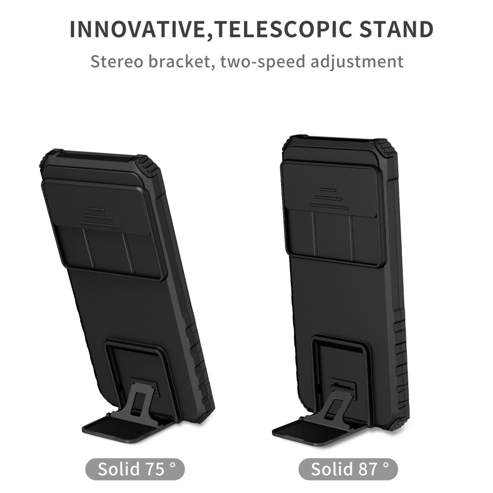 Google Pixel 9 Pro Cover med Kickstand & Kamerabeskyttelse, Sort