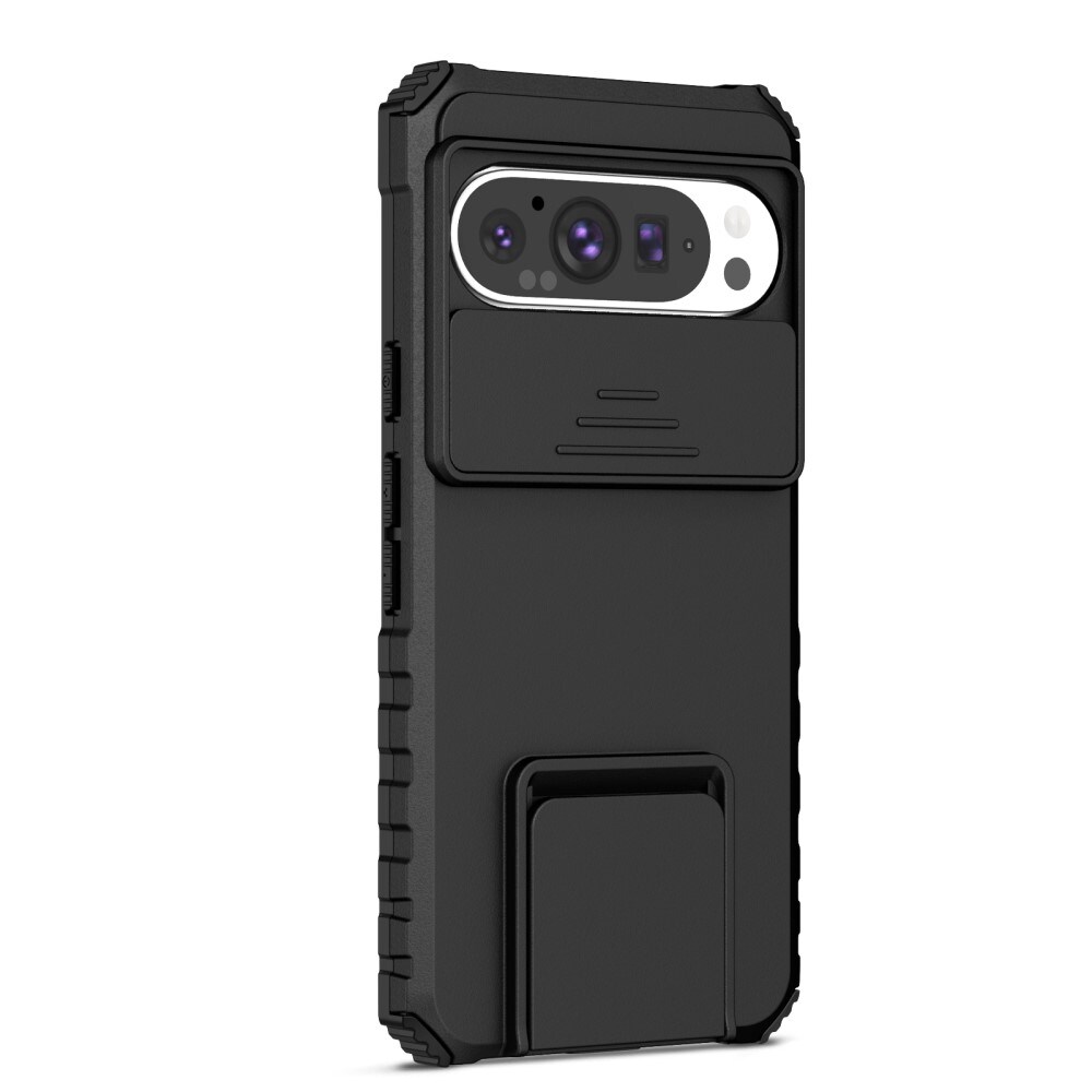 Google Pixel 9 Pro Cover med Kickstand & Kamerabeskyttelse, Sort