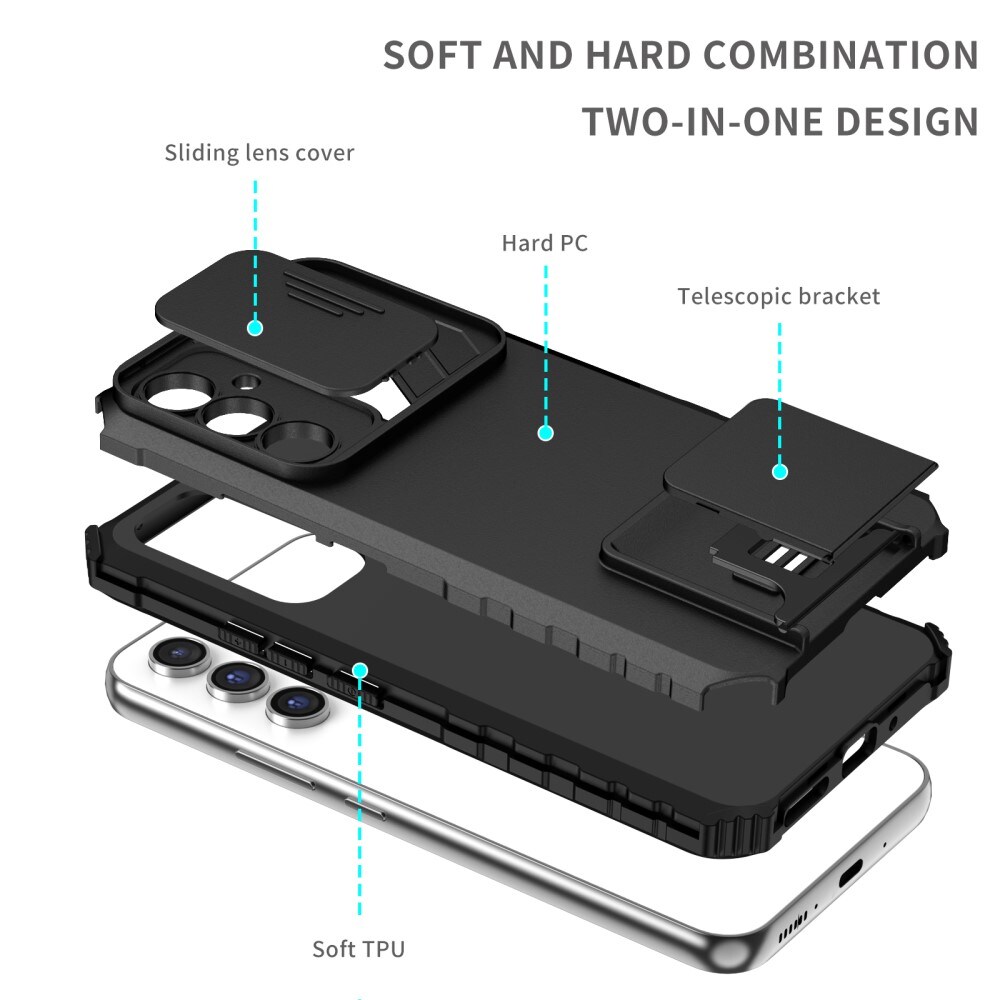 Samsung Galaxy A56 Cover med Kickstand & Kamerabeskyttelse, Sort