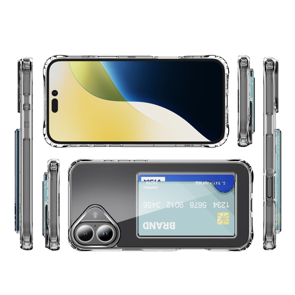 iPhone 17 Hybridcover med indbygget kortholder, Gennemsigtig