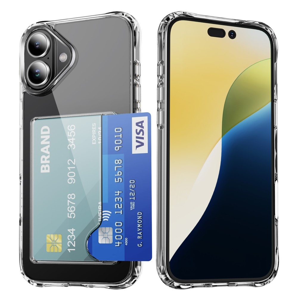 iPhone 17 Hybridcover med indbygget kortholder, Gennemsigtig