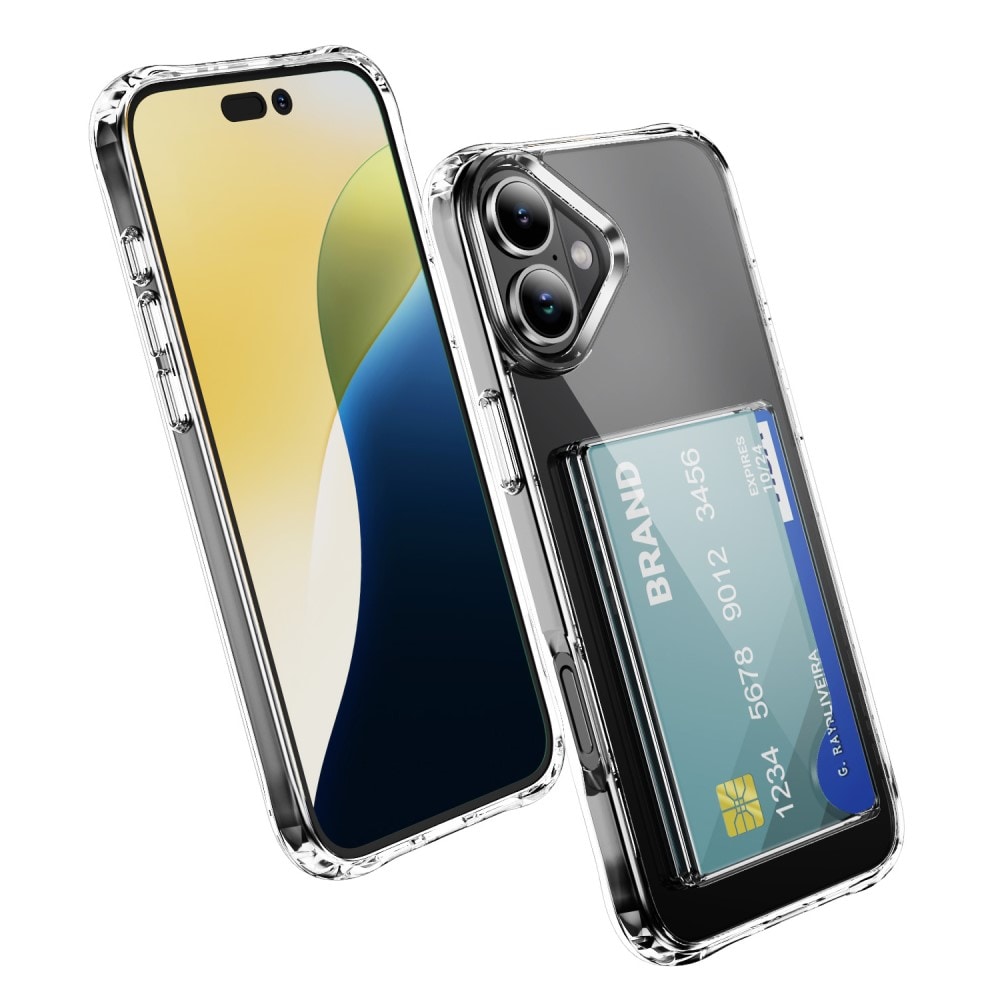 iPhone 17 Hybridcover med indbygget kortholder, Gennemsigtig