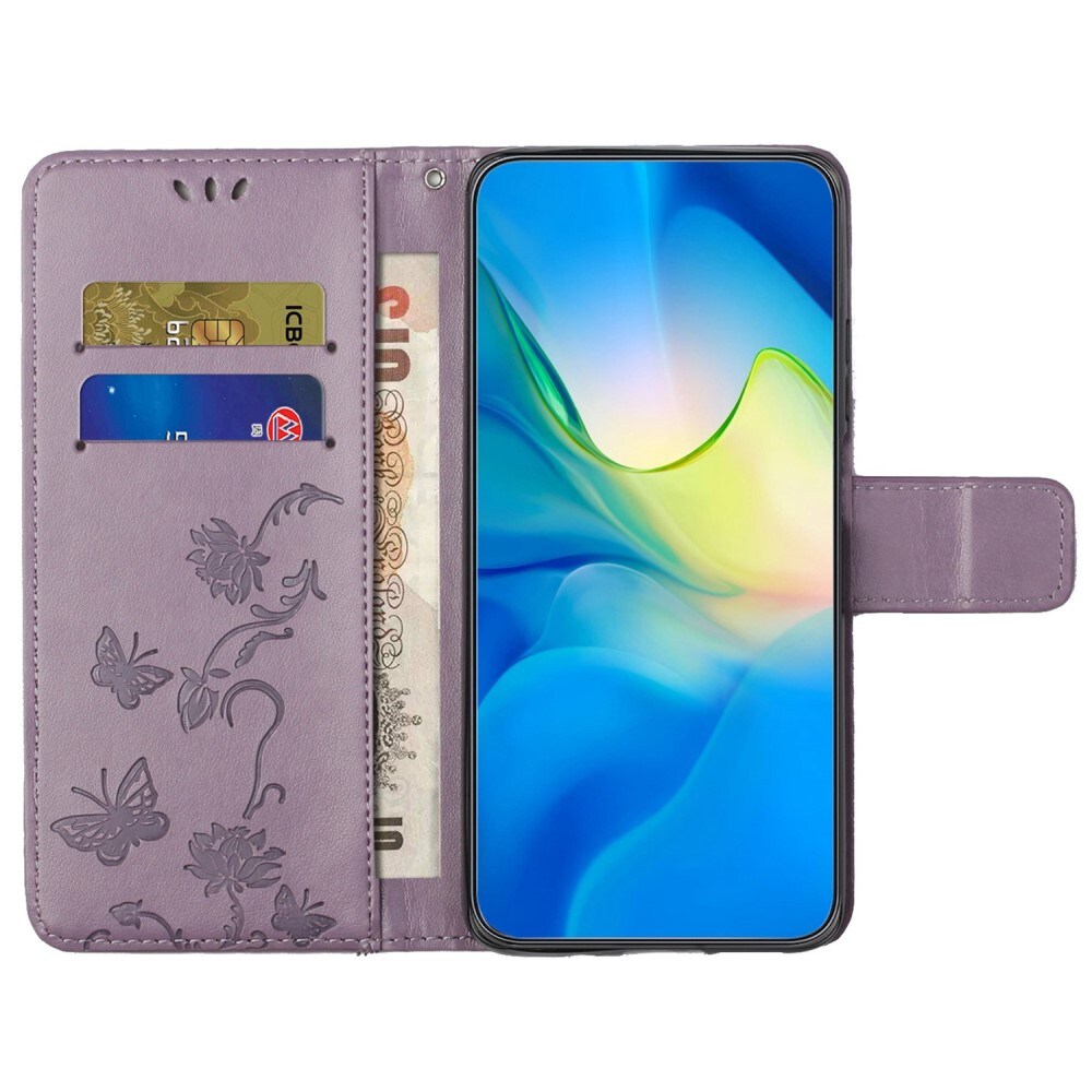 Samsung Galaxy A14 Mobiletui med sommerfugle, Lilla