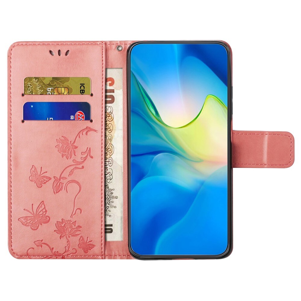 Samsung Galaxy A14 Mobiletui med sommerfugle, Lyserød